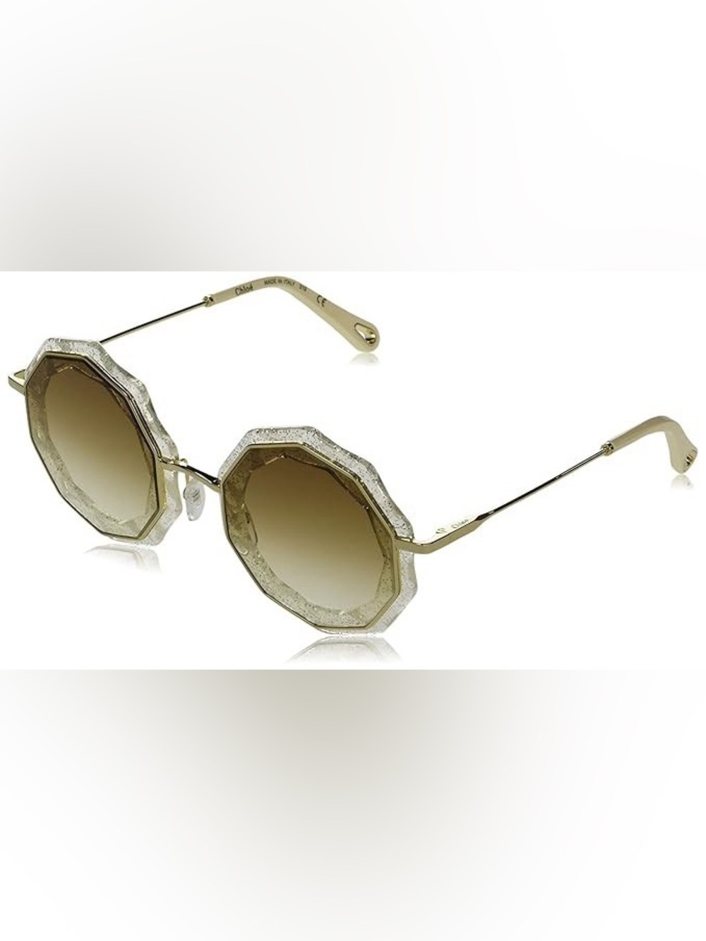 CHLOE NWOT Caite Clear and Gold Round Sunglasses CE160S-859